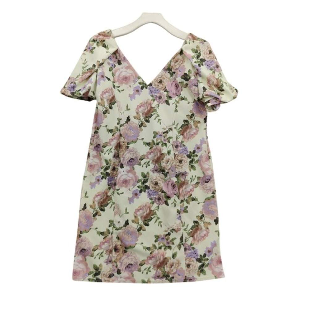 ASOS‎ Maternity Regency Cottage Romantic Floral Mini Dress 14 Cream Puff Sleeve